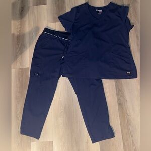 Grey's Anatomy Navy Blue Scrub Topand bottoms